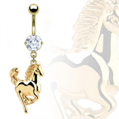 Pozlátený piercing do pupku s motívom koňa