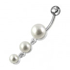 Strieborný piercing do pupku - perličky