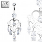 Zlatý visiaci piercing do pupku, Au 585/1000