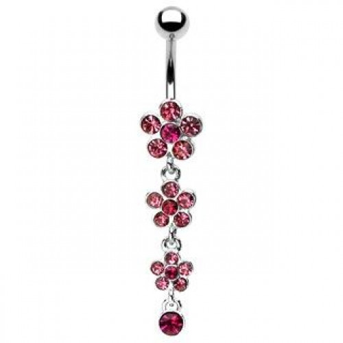 Visiaci piercing do pupku - kvietky