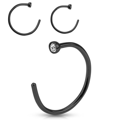 Čierny piercing do ucha/nosu so zirkónom