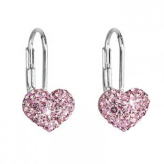 Dievčenské strieborné náušnice srdiečka s kryštálmi Crystals from Swarovski® Rose