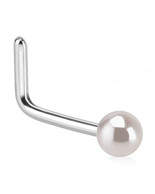 Zahnutý piercing do nosa perlička