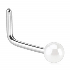 Zahnutý piercing do nosa perlička