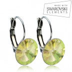 Oceľové náušnice s kryštálmi Swarovski® 12 mm, LUMINOUS GREEN
