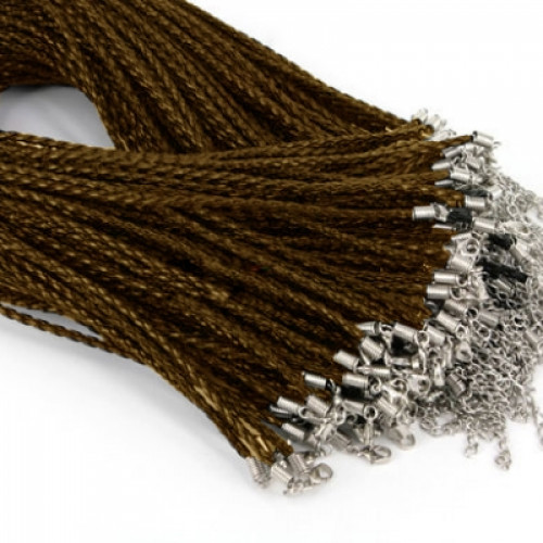 Splietaná koženková šnúrka hnedá, hr. 3 mm