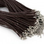 Splietaná koženková šnúrka čierna / hnedá, hr. 3 mm