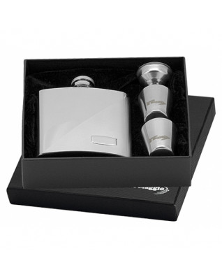 Oceľová vrecková fľaša - ploskačka 180ml + 2 kalíšky 30ml a lievik