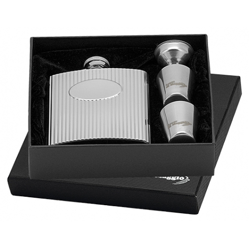 Oceľová vrecková fľaša - ploskačka 180ml + 2 kalíšky 30ml a lievik