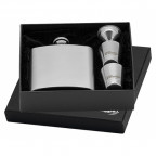 Oceľová vrecková fľaša - ploskačka 180ml + 2 kalíšky 30ml a lievik