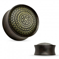 Drevený plug do ucha Ebony Wood s ornamentmi