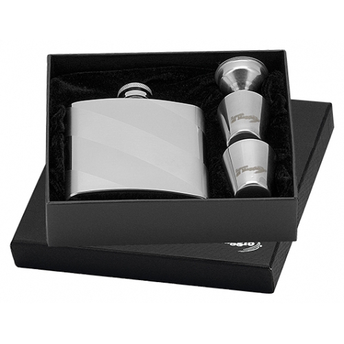 Oceľová vrecková fľaša - ploskačka 180ml + 2 kalíšky 30ml a lievik