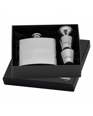 Oceľová vrecková fľaša - ploskačka 180ml + 2 kalíšky 30ml a lievik