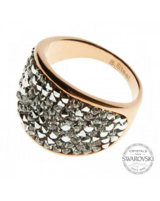 Pozlátený oceľový prsteň s kryštálmi Crystals from Swarovski®, Crystal
