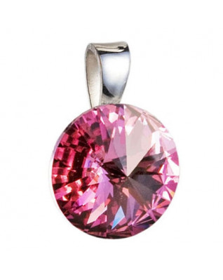 Strieborný prívesok rivoli Crystals from Swarovski® Rose