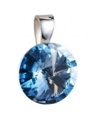 Strieborný prívesok rivoli Crystals from Swarovski® Aqua