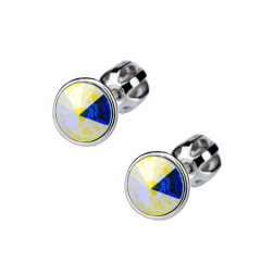 Skrutkovacie strieborné náušnice s kameňmi Crystals from Swarovski® Crystal AB