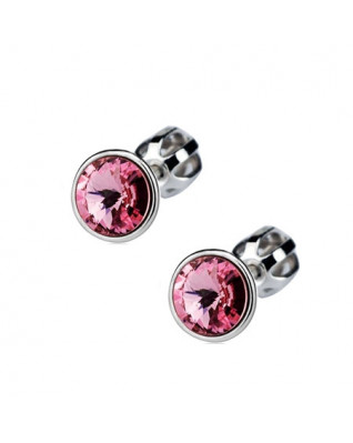 Skrutkovacie strieborné náušnice s kameňmi Crystals from Swarovski® Light Rose