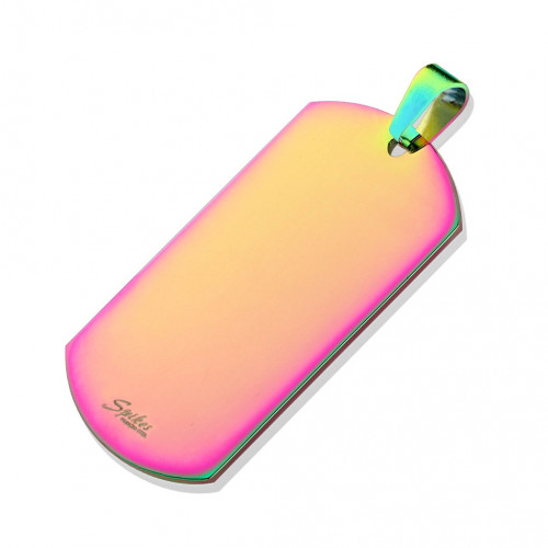 Oceľový prívesok - doštička VEĽKÁ dúhová