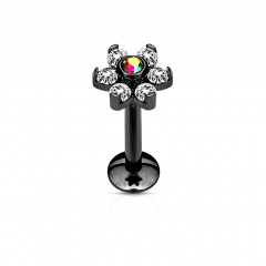 Čierny piercing do brady - labreta kvietka