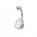 Piercing do pupku kvapka, číry kameň 10 mm