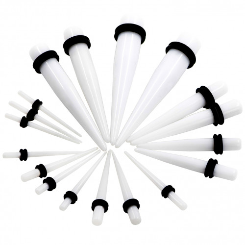 Akrylátový rozťahovač do ucha biely