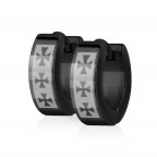 Oceľové náušnice - krúžky s maltézskymi krížmi