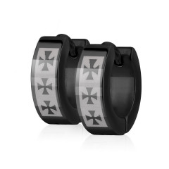 Oceľové náušnice - krúžky s maltézskymi krížmi