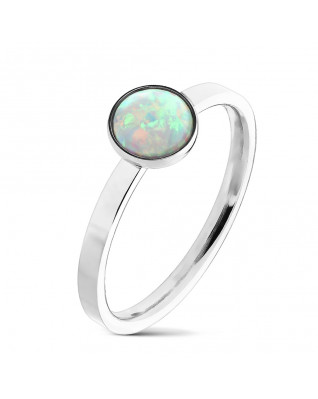 Oceľový prsteň s okrúhlym opálom