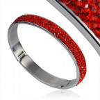Oceľový náramok - červené kryštály