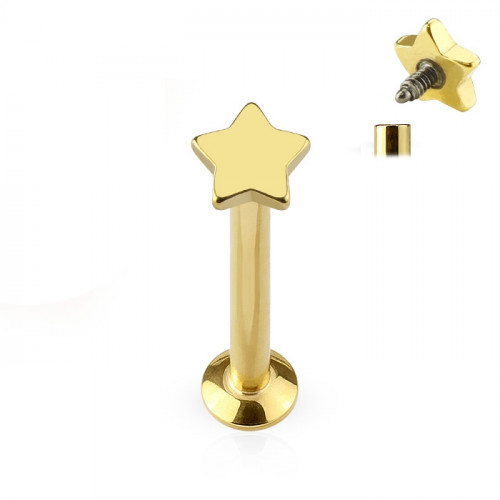 Piercing do brady - labreta pozlátená