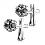 Strieborné náušnice skrutkovacie - krížiky