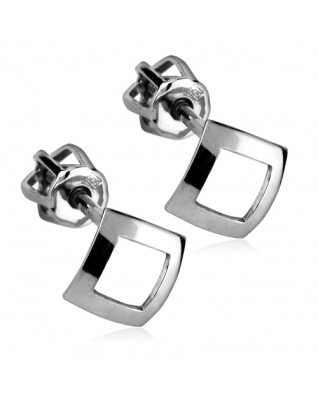 Strieborné náušnice skrutkovacie - štvorčeky