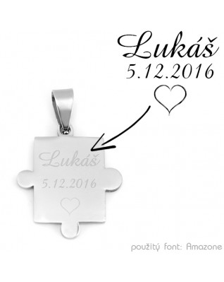 Oceľový prívesok - doštička puzzle pravé