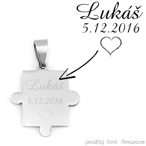 Oceľový prívesok - doštička puzzle pravé