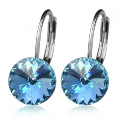 Oceľové náušnice s kryštálmi Swarovski® AQUAMARINE