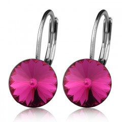 Oceľové náušnice s kryštálmi Swarovski®, FUCHSIA