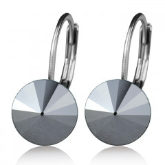 Oceľové náušnice s kryštálmi Swarovski® BLACK JET HEMATITE