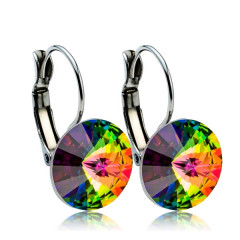 Oceľové náušnice s kryštálmi Swarovski® 12 mm, VITRAIL DARK