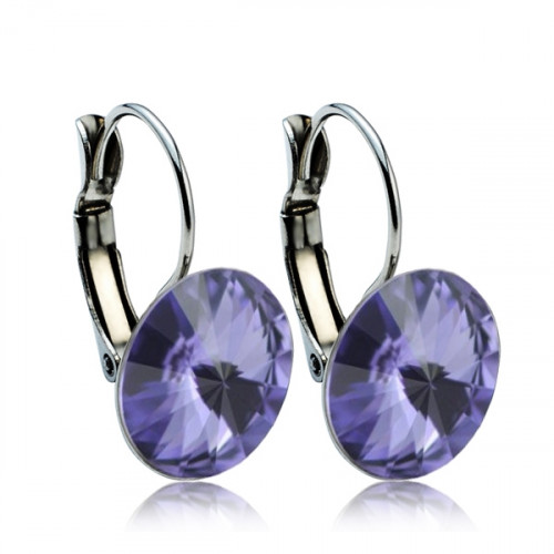 Oceľové náušnice s kryštálmi Swarovski® 12 mm, TANZANITE