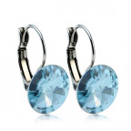 Oceľové náušnice s kryštálmi Swarovski® 12 mm, AQUAMARINE