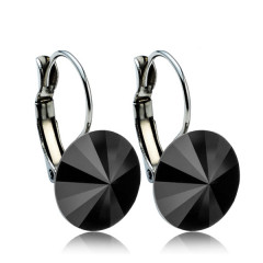 Oceľové náušnice s kryštálmi Swarovski® 12 mm, BLACK JET