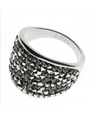 Oceľový prsteň s kryštálmi Crystals from Swarovski®, LIGHT CHROME