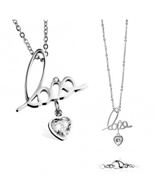 Dámsky oceľový náhrdelník s príveskom "love"