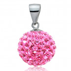 Strieborný prívesok gule 10 mm s kryštálmi Crystals from Swarovski®, Pink