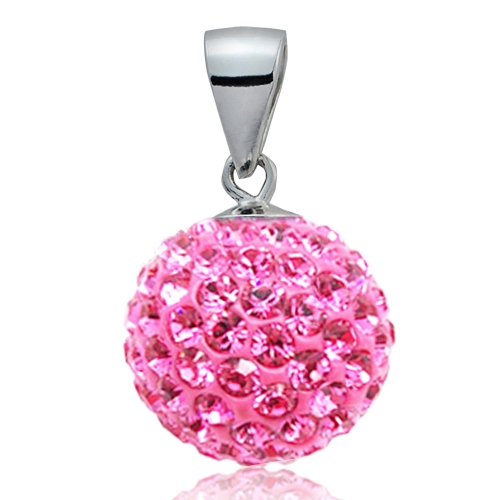 Strieborný prívesok gule 10 mm s kryštálmi Crystals from Swarovski®, Pink