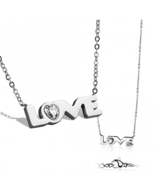Dámsky oceľový náhrdelník s príveskom "love"