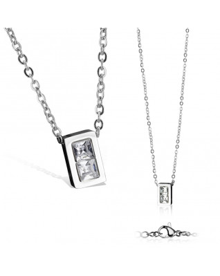 Dámsky oceľový náhrdelník s obdĺžnikovým príveskom