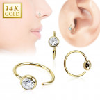 Zlatý piercing do nosa kruh, 0,8 x 8 mm, Au 585/1000