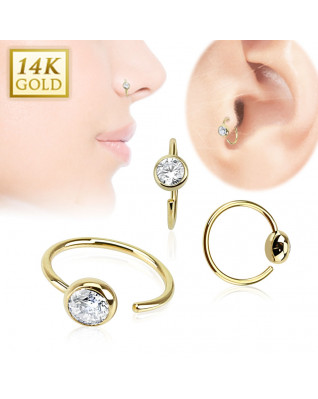 Zlatý piercing do nosa kruh, 0,8 x 8 mm, Au 585/1000